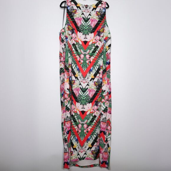 Gibson Latimer Size 3X Multicolor Geometric Floral Print Maxi Dress - Picture 6 of 7